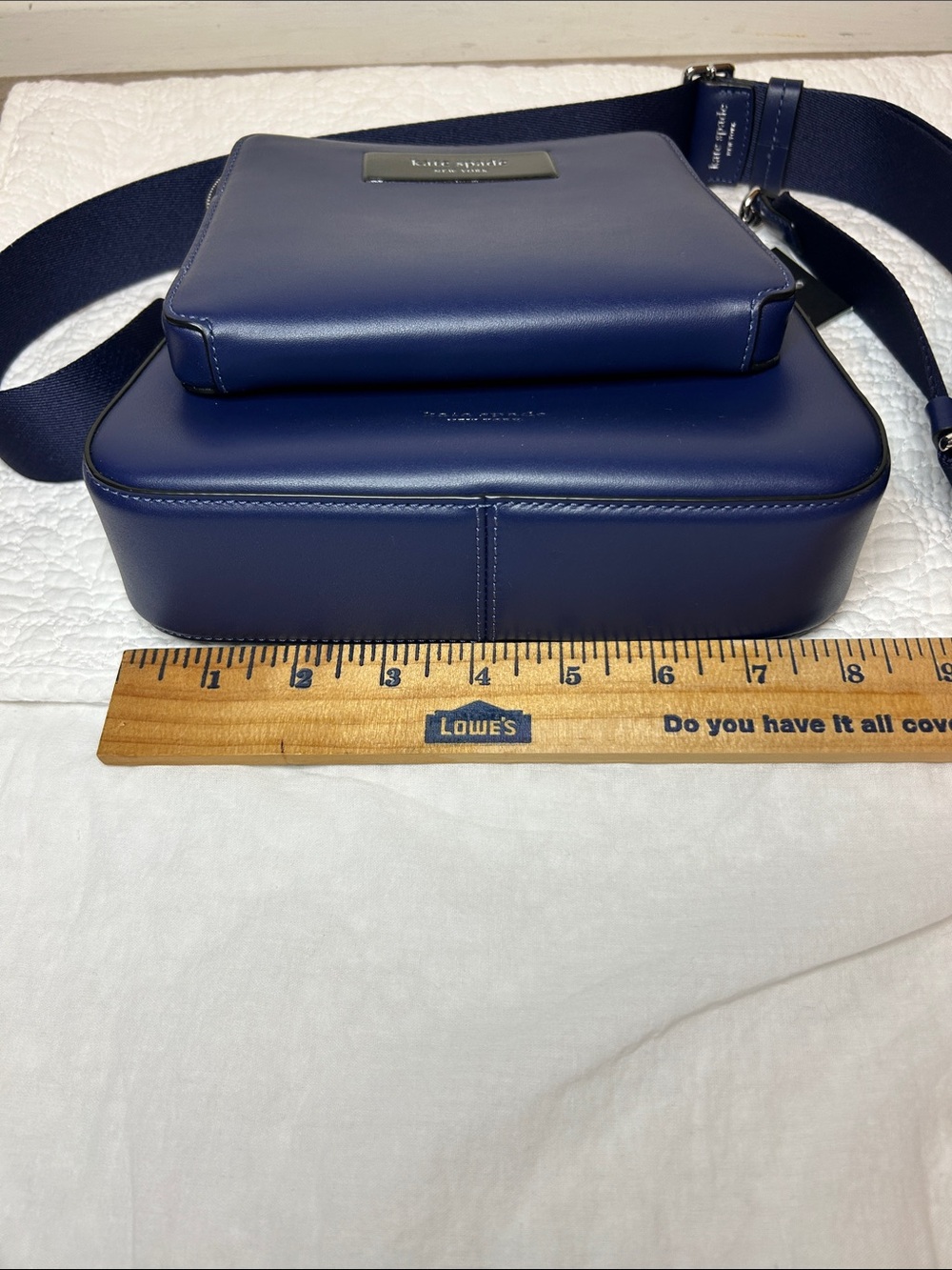 kate spade navy leather crossbody dual with silver hardware nwt - Picture 6 of 8